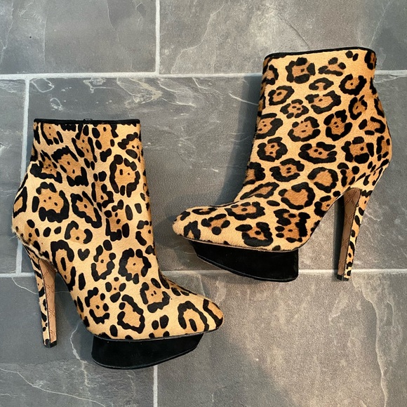 L.A.M.B. Shoes - L.A.M.B Platform Leopard Ankle Booties